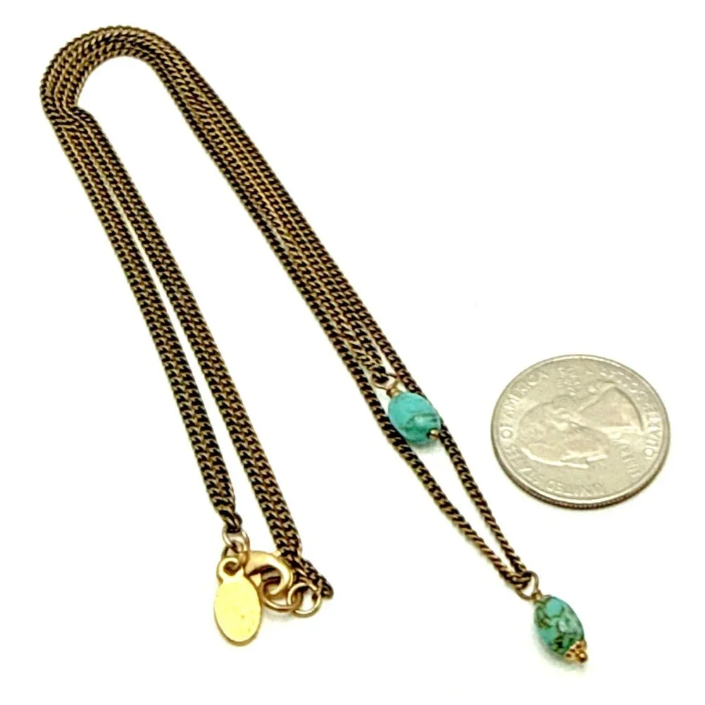Vintage MARIE CHAVEZ Turquoise Stone Necklace Double Strand Boho 16